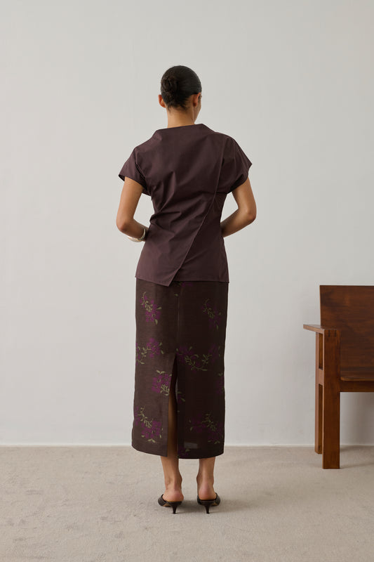 Jupe Helia - Marron/Violet - Lin - Femme