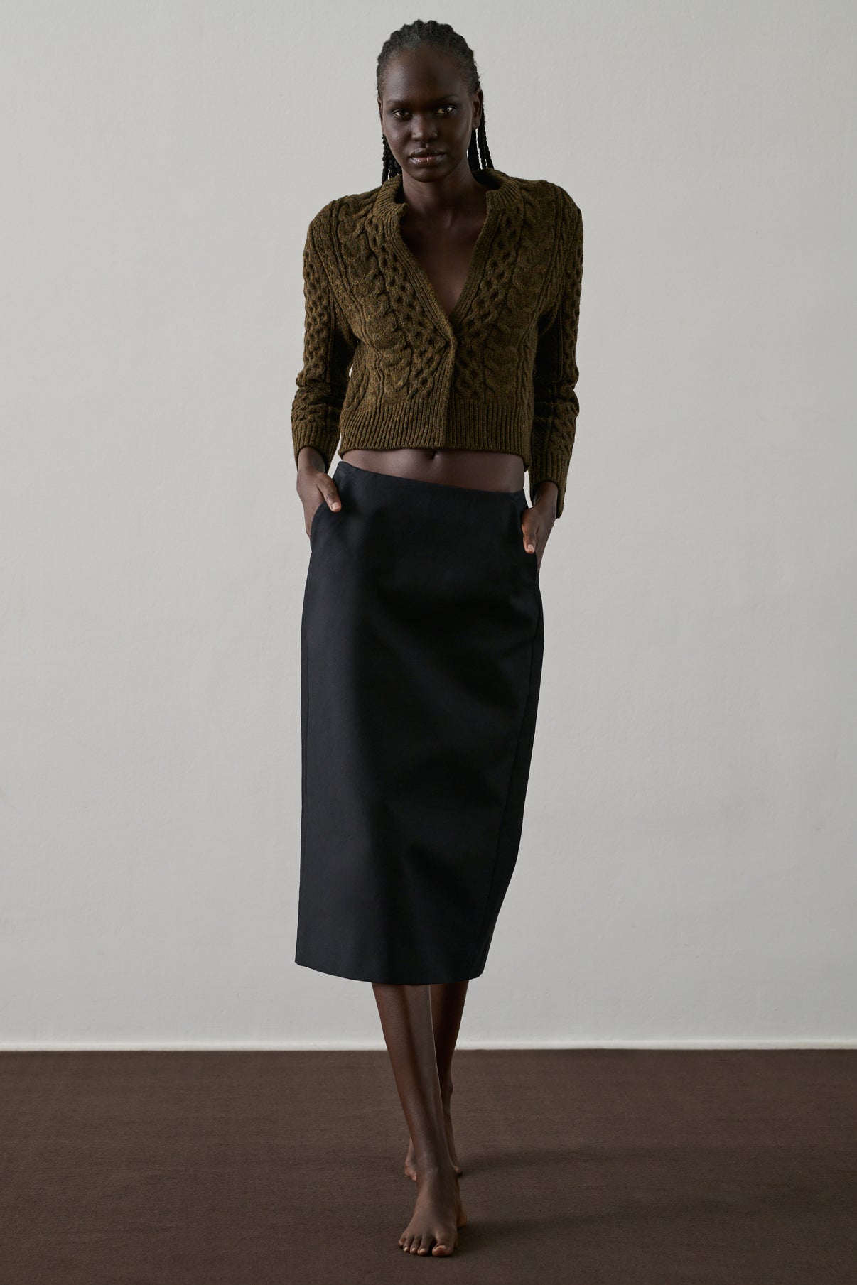 Cardigan Conrad - Kaki Chiné - Laine - Femme vue 1