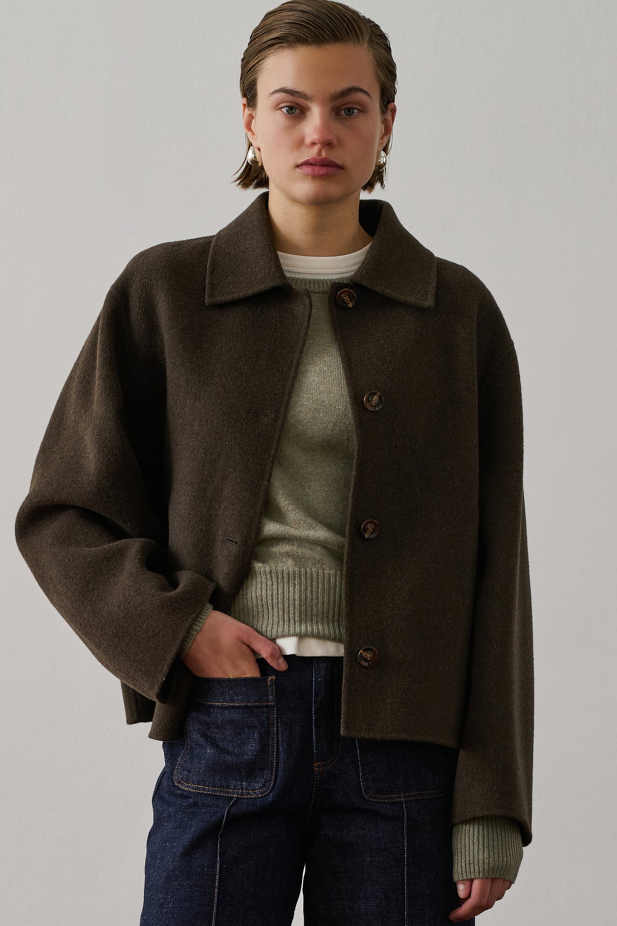 Manteau Gyoda - Kaki Brun - Laine - Femme vue 1