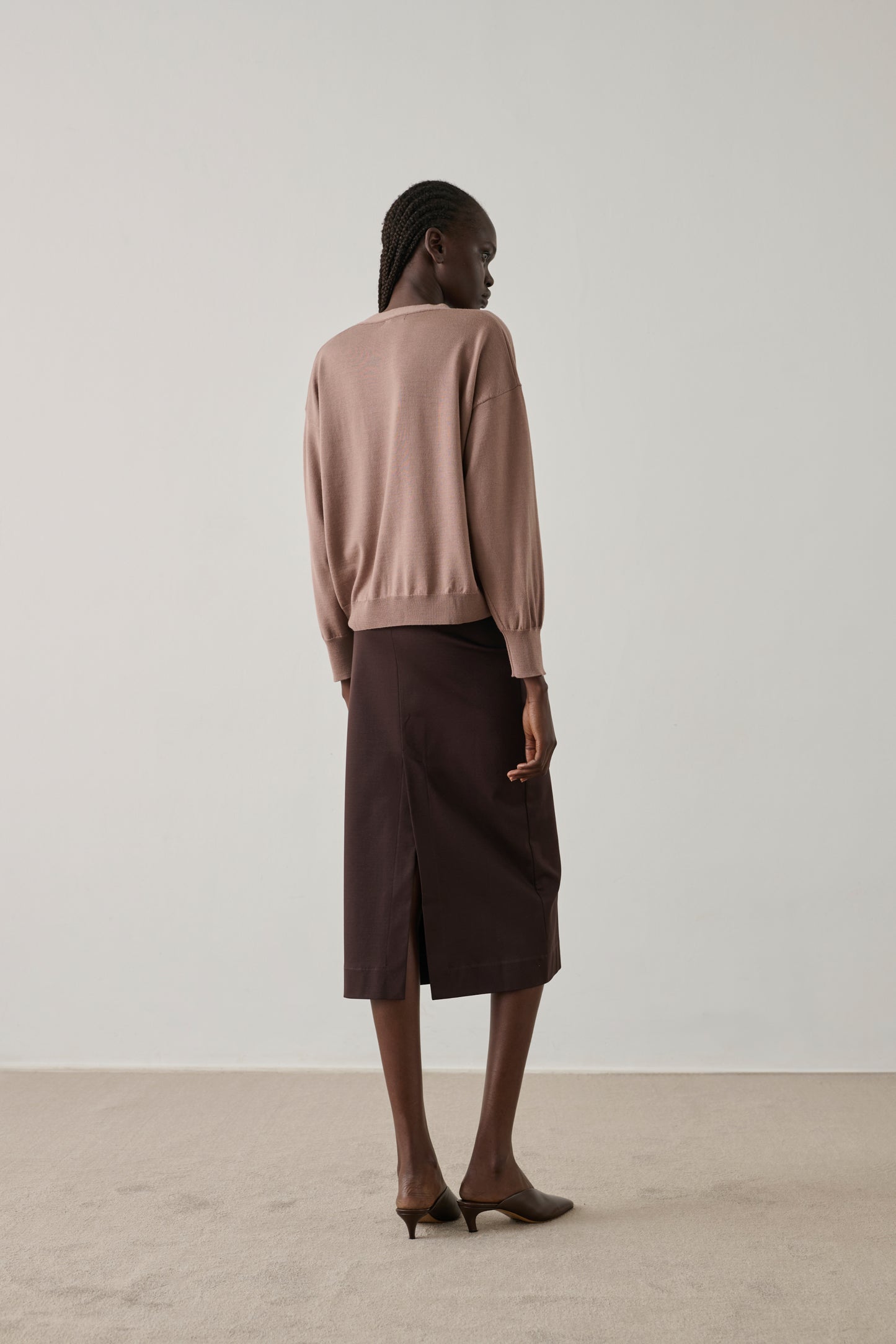 Cardigan Idem - Rose Pâle - Laine mérinos - Femme