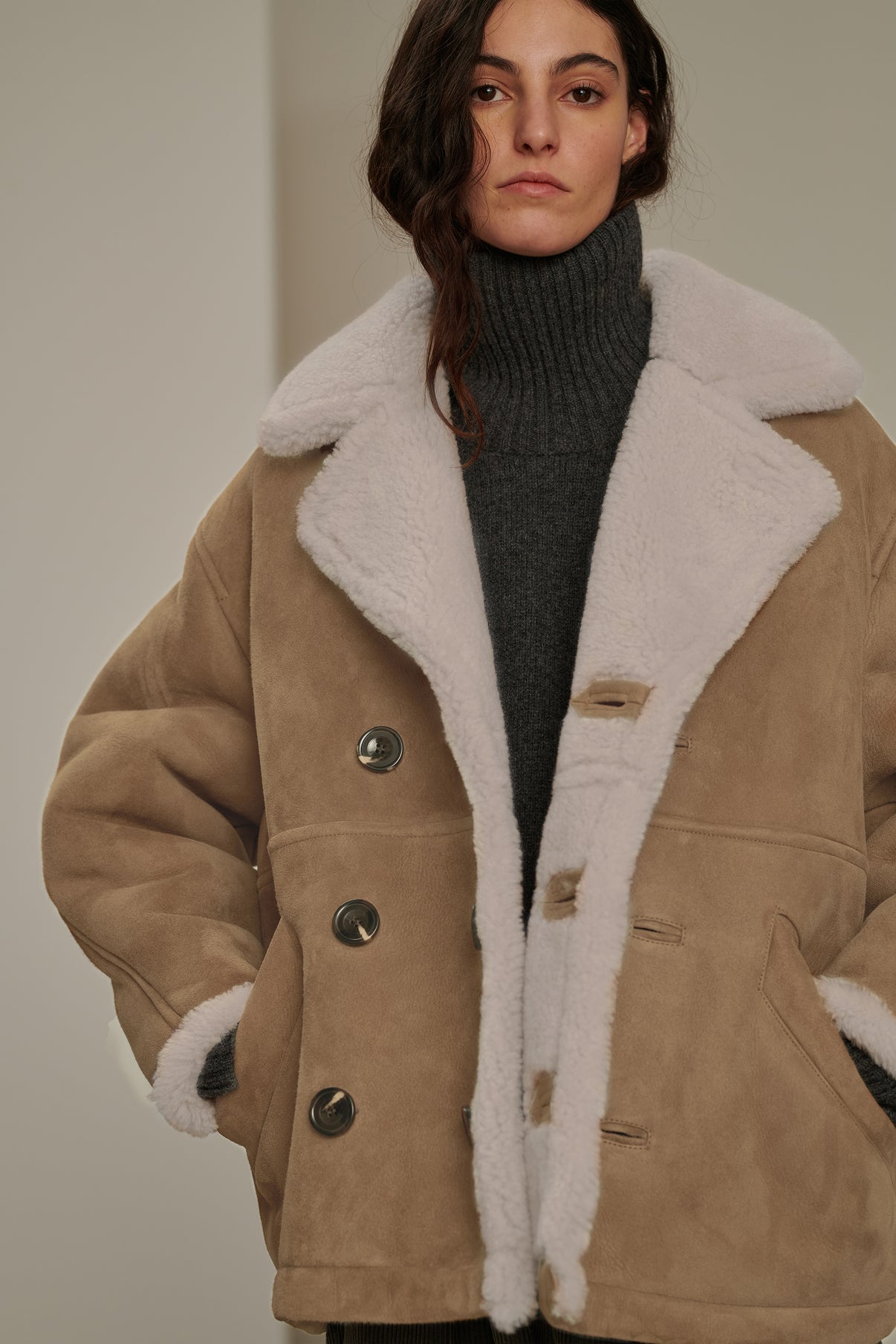 Manteau Bonn - Beige/Crème - Cuir - Femme vue 2