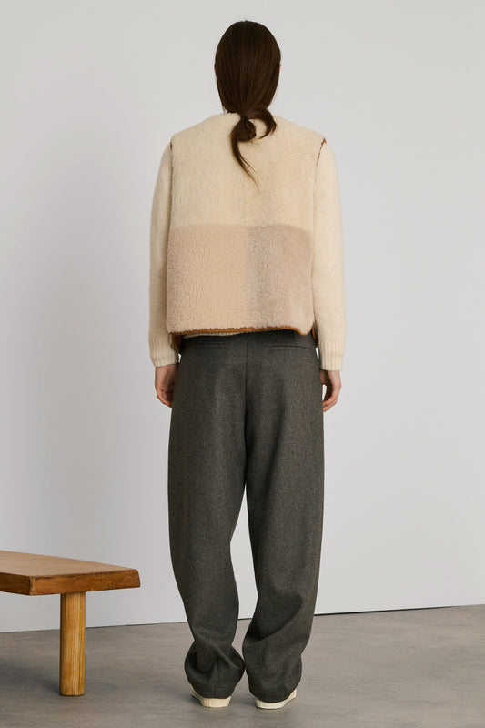 Gilet Réversible Sans Manches Vinh - Ecru/Beige - Cuir - Femme